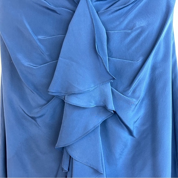 NNWT BCBGMaxAzria Ink Blue Strapless Silk Mini Dress with Ruffles/Bow Size 12 - Picture 10 of 11
